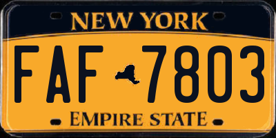 NY license plate FAF7803