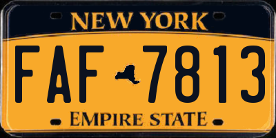 NY license plate FAF7813