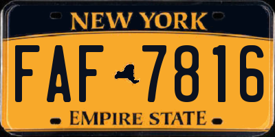 NY license plate FAF7816
