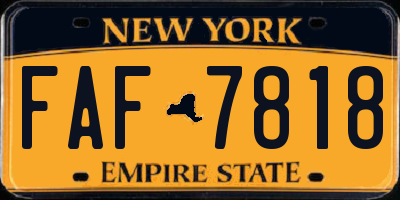 NY license plate FAF7818