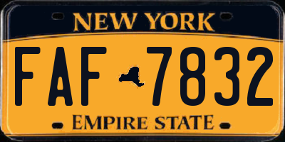 NY license plate FAF7832