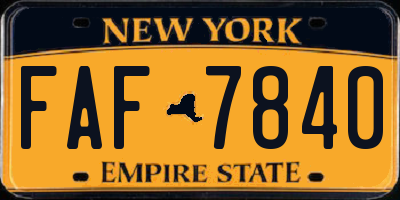NY license plate FAF7840