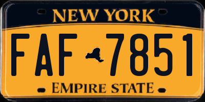 NY license plate FAF7851