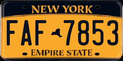 NY license plate FAF7853