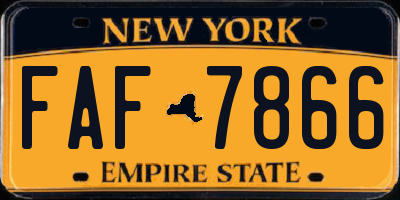NY license plate FAF7866