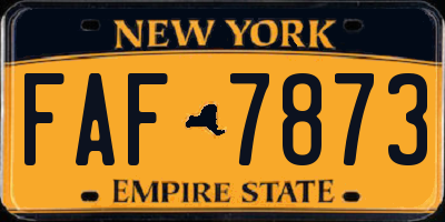 NY license plate FAF7873