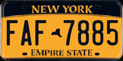 NY license plate FAF7885