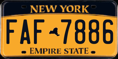 NY license plate FAF7886