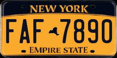 NY license plate FAF7890