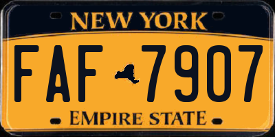 NY license plate FAF7907