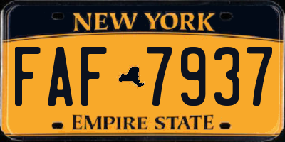NY license plate FAF7937
