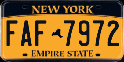 NY license plate FAF7972