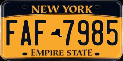 NY license plate FAF7985