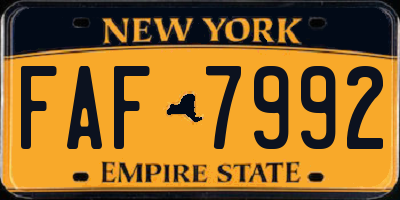 NY license plate FAF7992