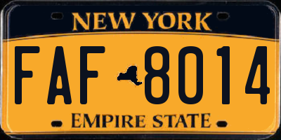 NY license plate FAF8014