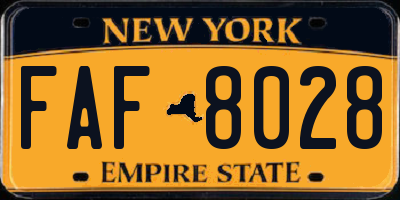 NY license plate FAF8028
