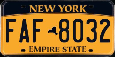 NY license plate FAF8032