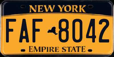 NY license plate FAF8042
