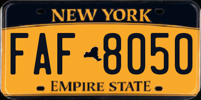 NY license plate FAF8050