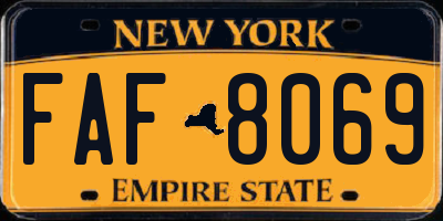 NY license plate FAF8069