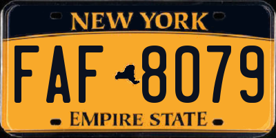 NY license plate FAF8079