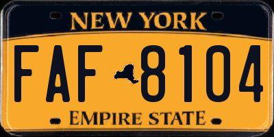 NY license plate FAF8104
