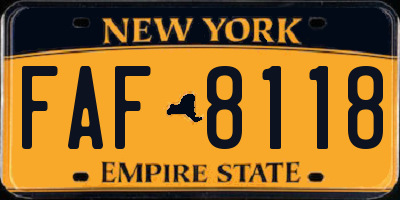 NY license plate FAF8118