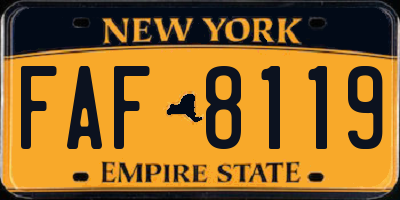 NY license plate FAF8119