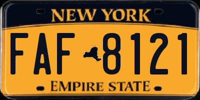NY license plate FAF8121