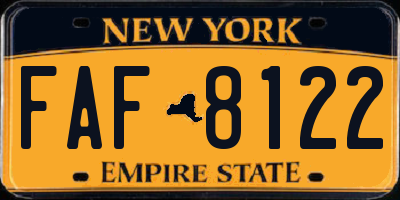 NY license plate FAF8122