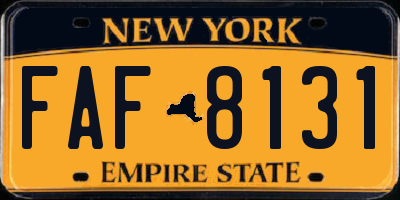NY license plate FAF8131