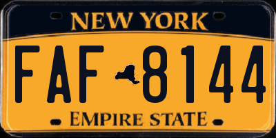 NY license plate FAF8144