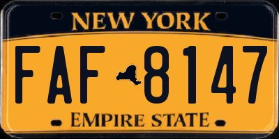 NY license plate FAF8147