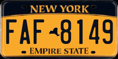 NY license plate FAF8149