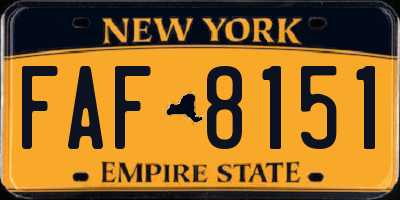 NY license plate FAF8151