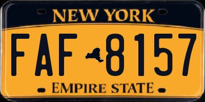 NY license plate FAF8157