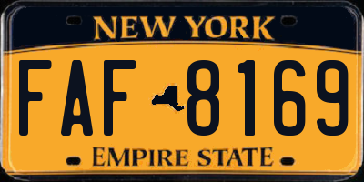 NY license plate FAF8169