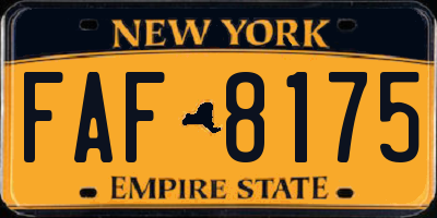 NY license plate FAF8175