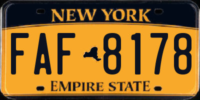 NY license plate FAF8178