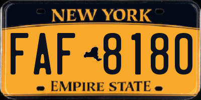 NY license plate FAF8180