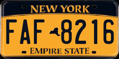 NY license plate FAF8216