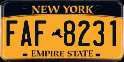 NY license plate FAF8231