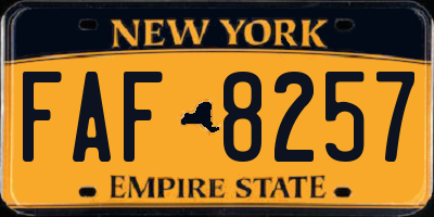 NY license plate FAF8257