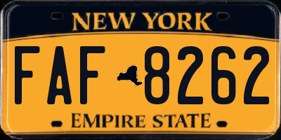 NY license plate FAF8262