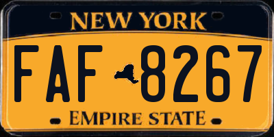 NY license plate FAF8267