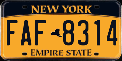 NY license plate FAF8314
