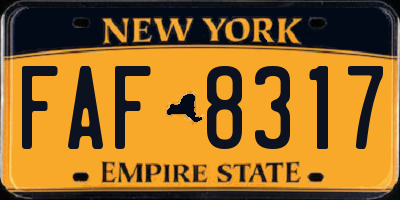 NY license plate FAF8317