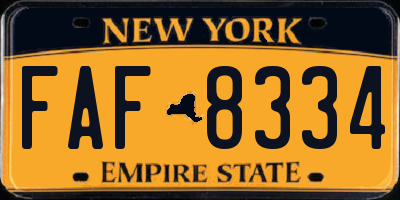 NY license plate FAF8334