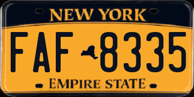 NY license plate FAF8335