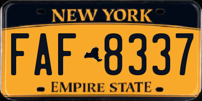 NY license plate FAF8337